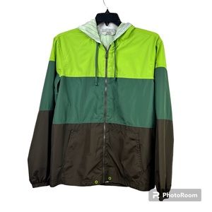 KIRRA Vintage Mens Hooded Windbreaker Zip Up Jacket Colorblock Size Large